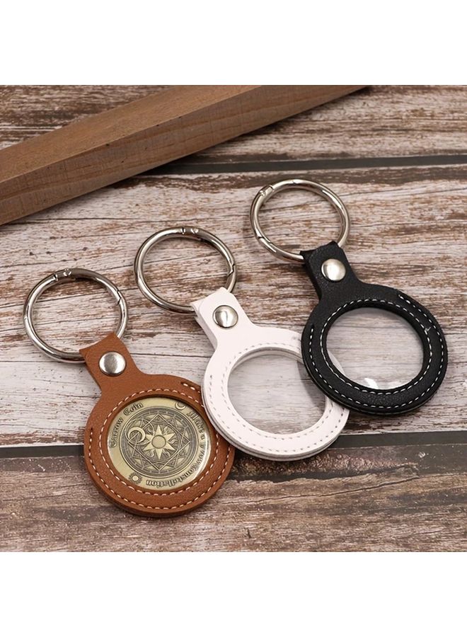 Brown Leather Hand Stitched Sobriety Coin Holder Keychain For AA Chips Recovery Tokens - Image 5